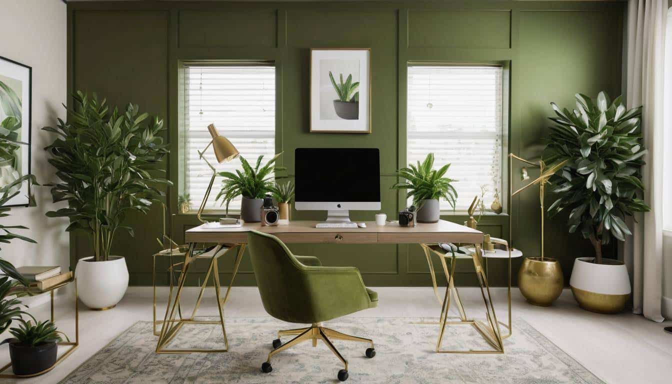 beautiful olive green home offices