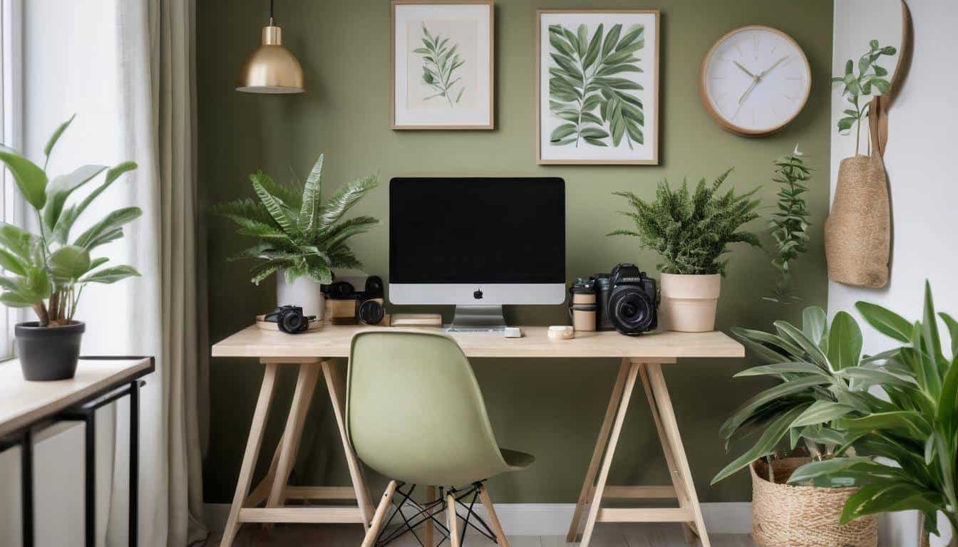 beautiful olive green home offices