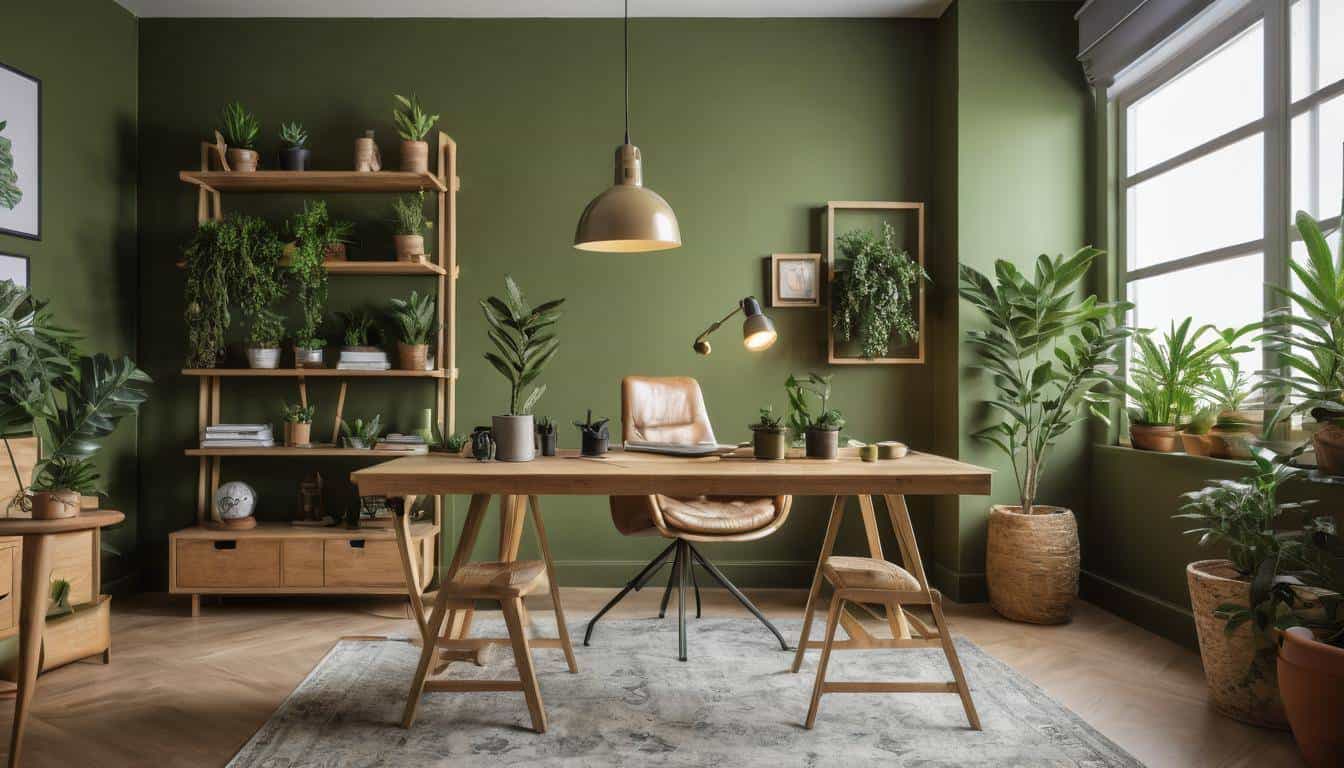 beautiful olive green home offices