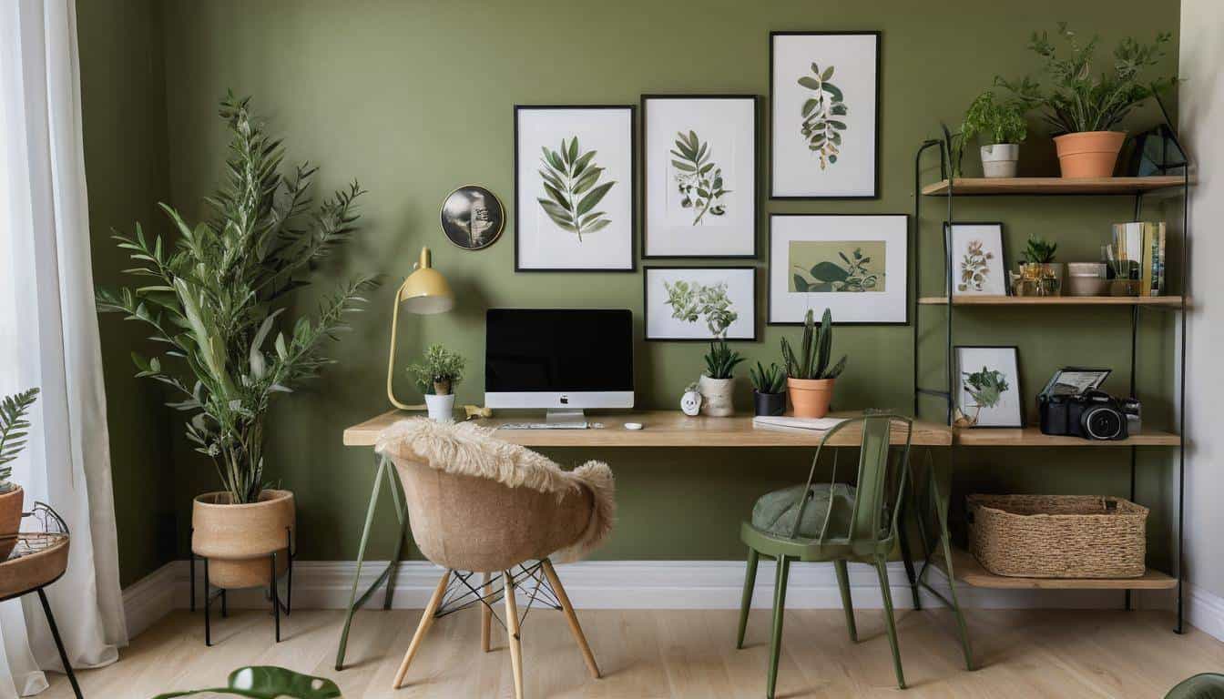 beautiful olive green home offices