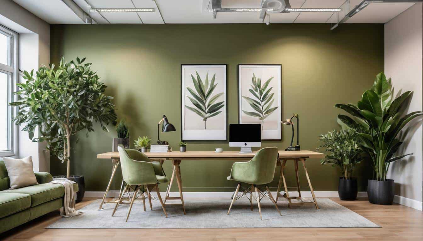 beautiful olive green home offices