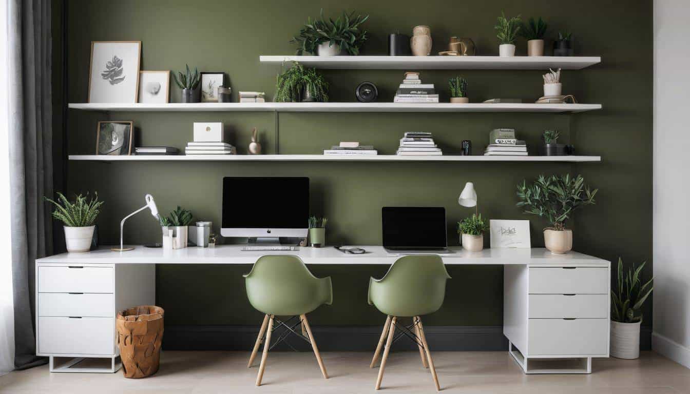 beautiful olive green home offices