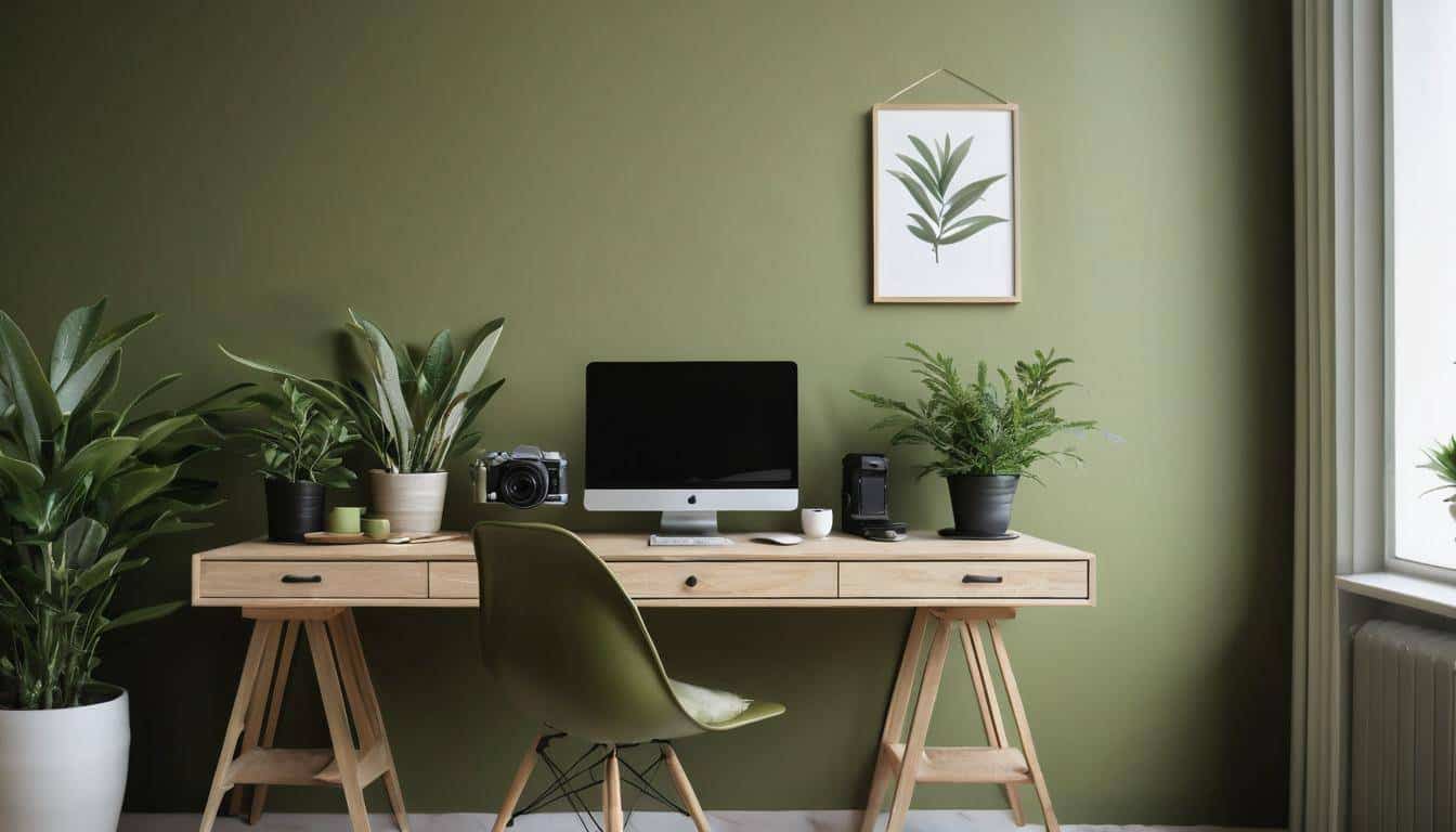 beautiful olive green home offices