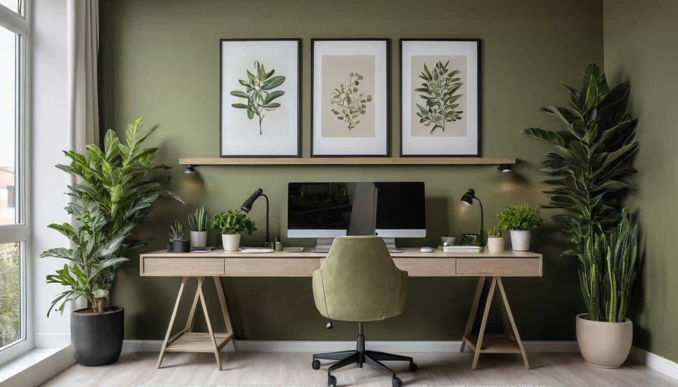 beautiful olive green home offices