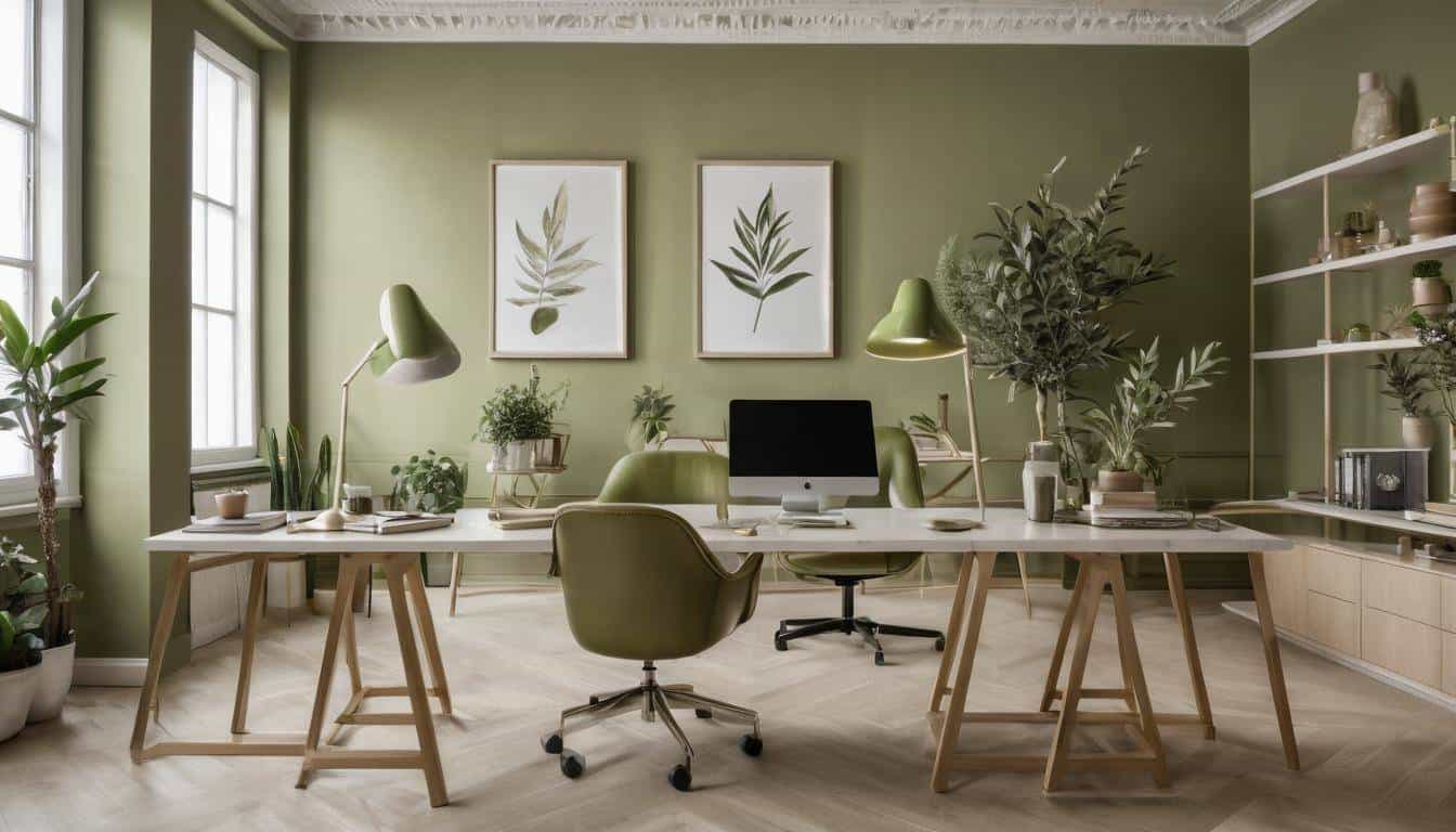 beautiful olive green home offices