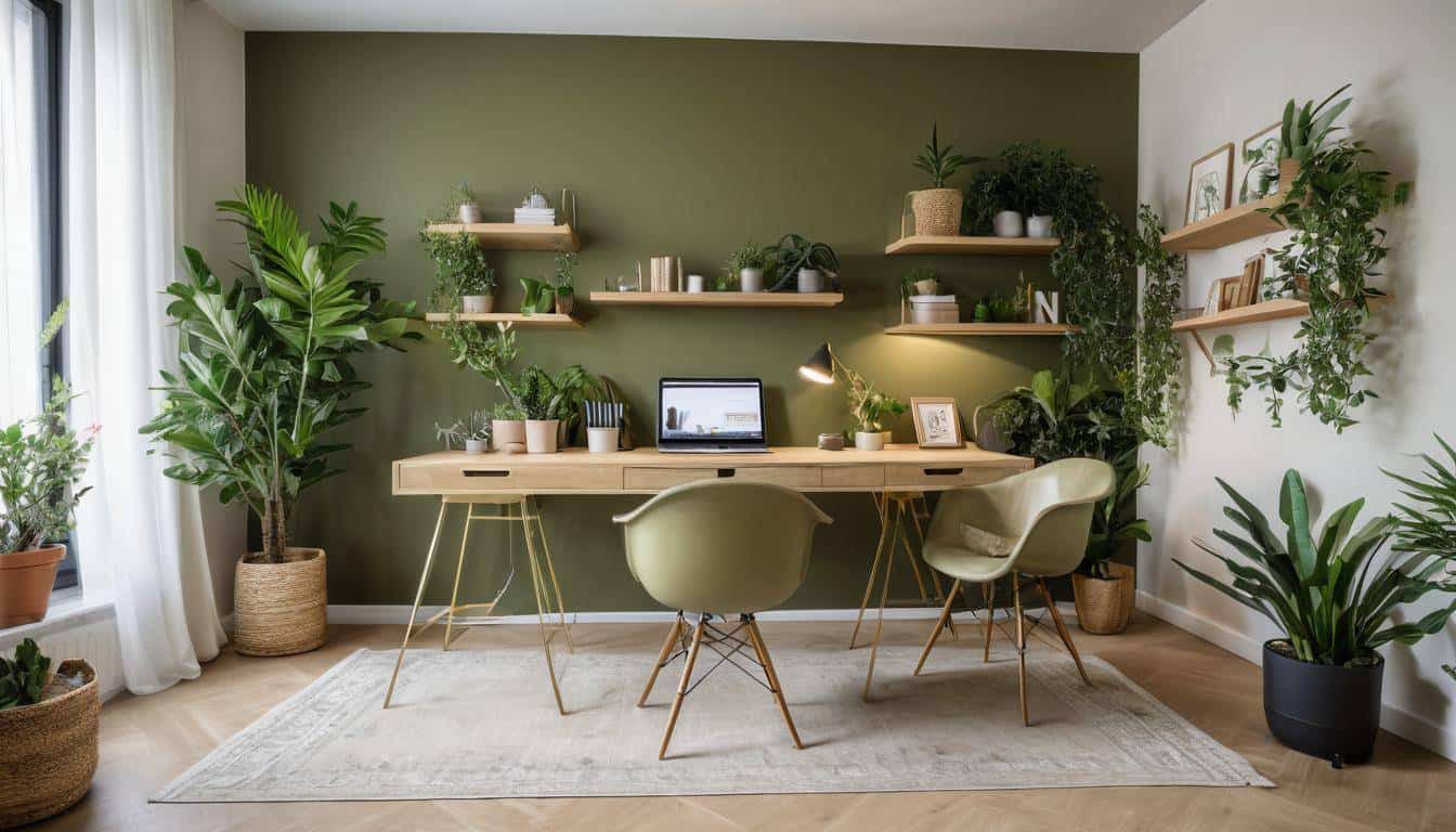 beautiful olive green home offices