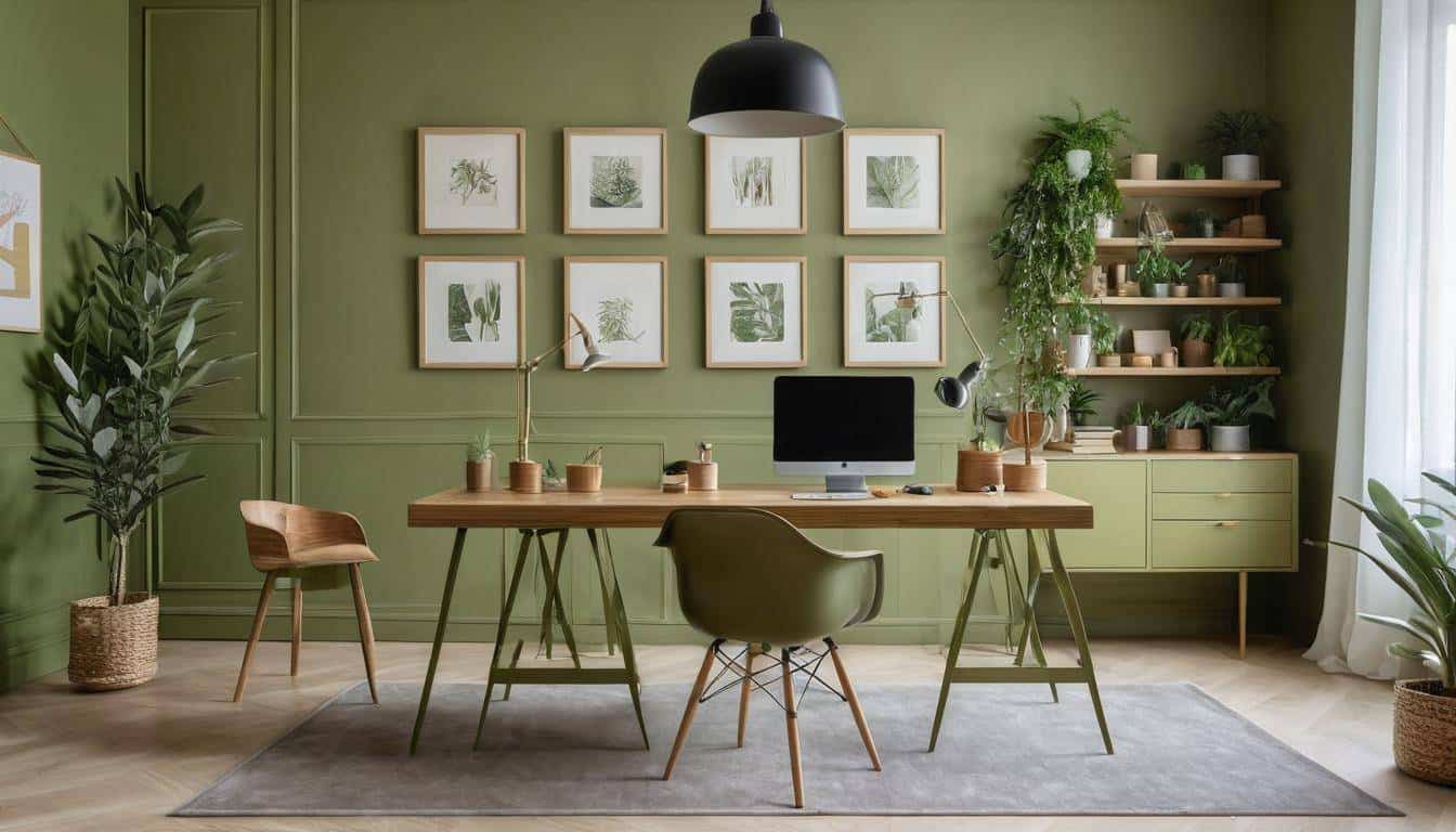 beautiful olive green home offices