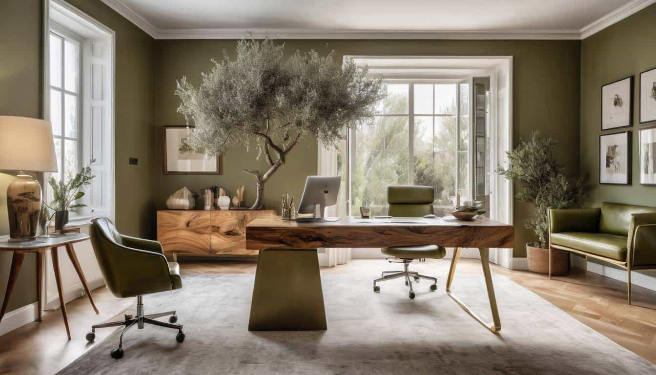 beautiful olive green home offices