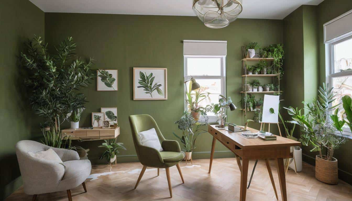 beautiful olive green home offices