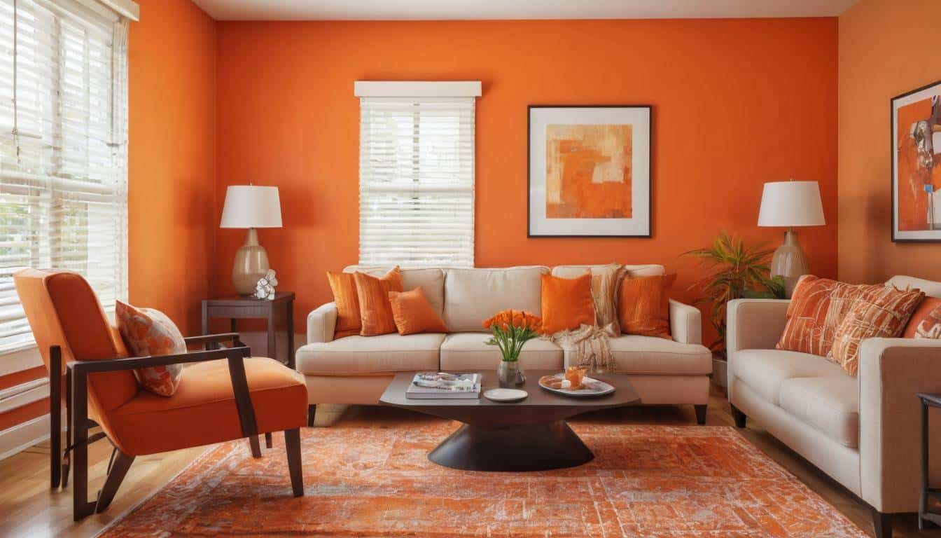 Energetic orange living room