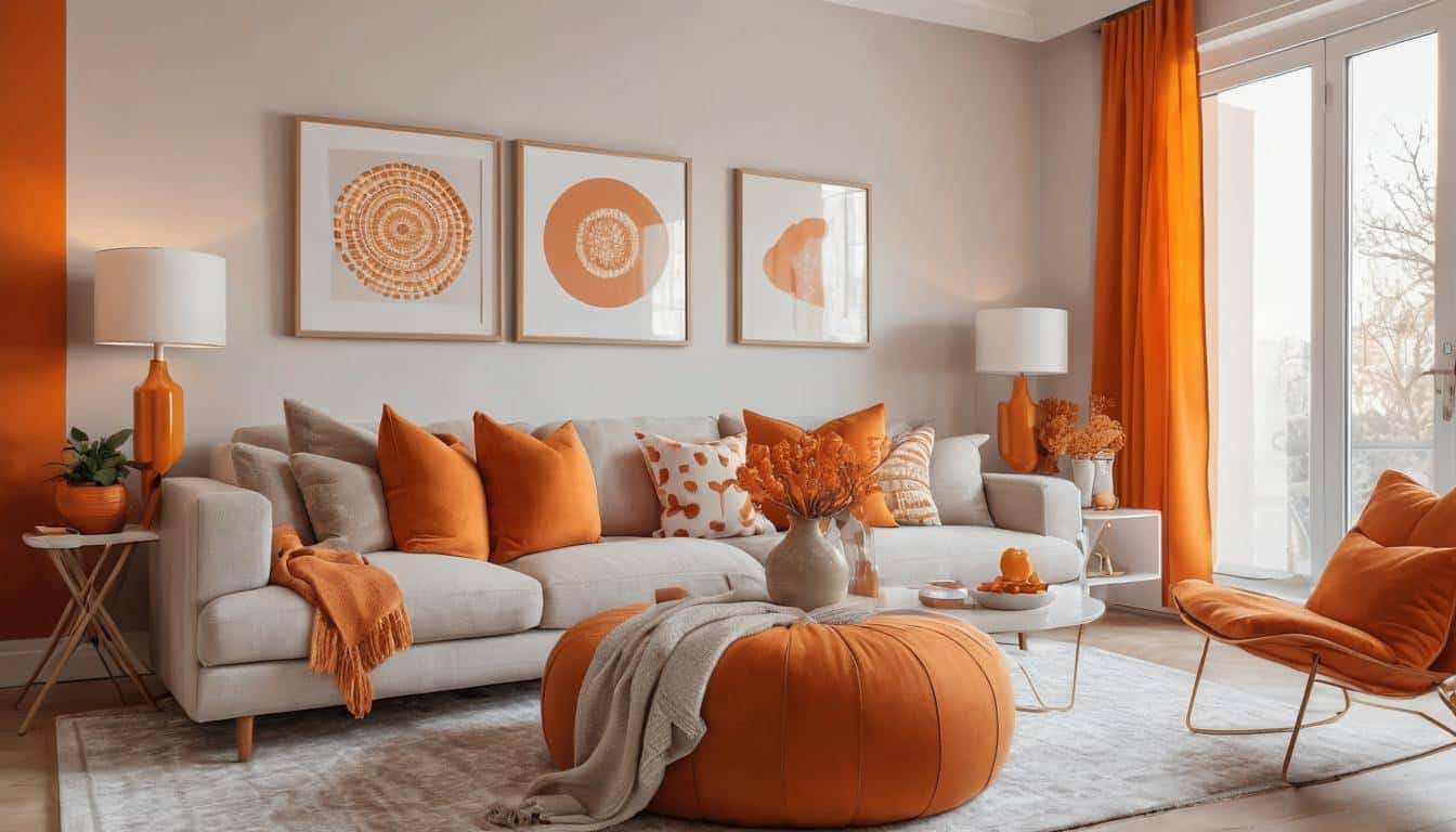 Harmonious room with orange accent