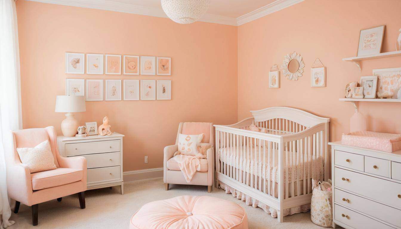 Peach-themed nursery serenity