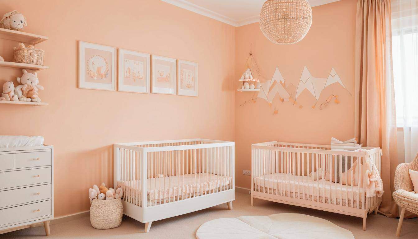 Peach-toned nursery ambiance