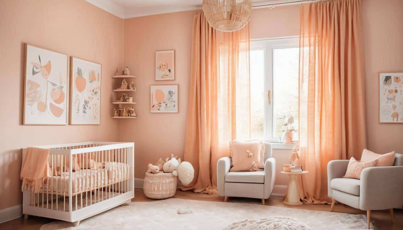 Peach toned nursery decor