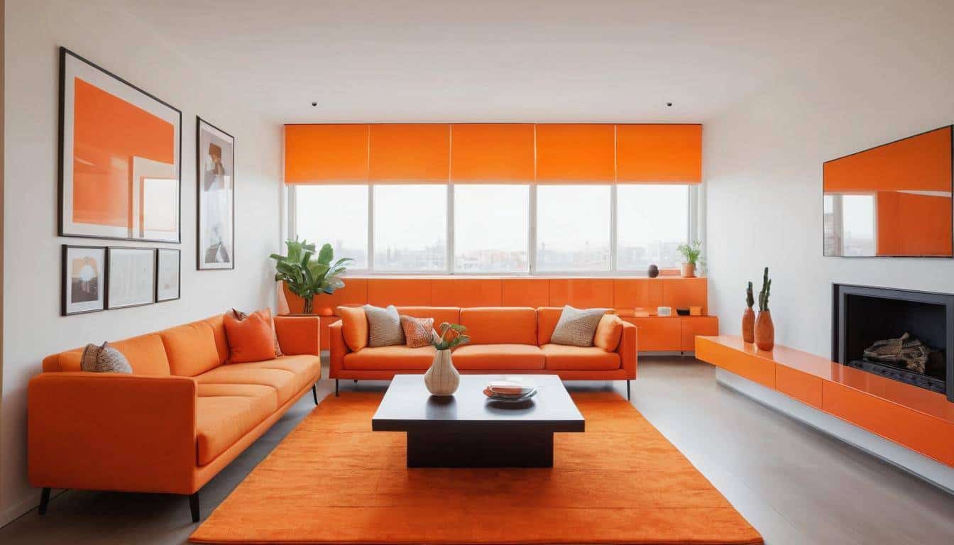 Vibrant orange accents in room