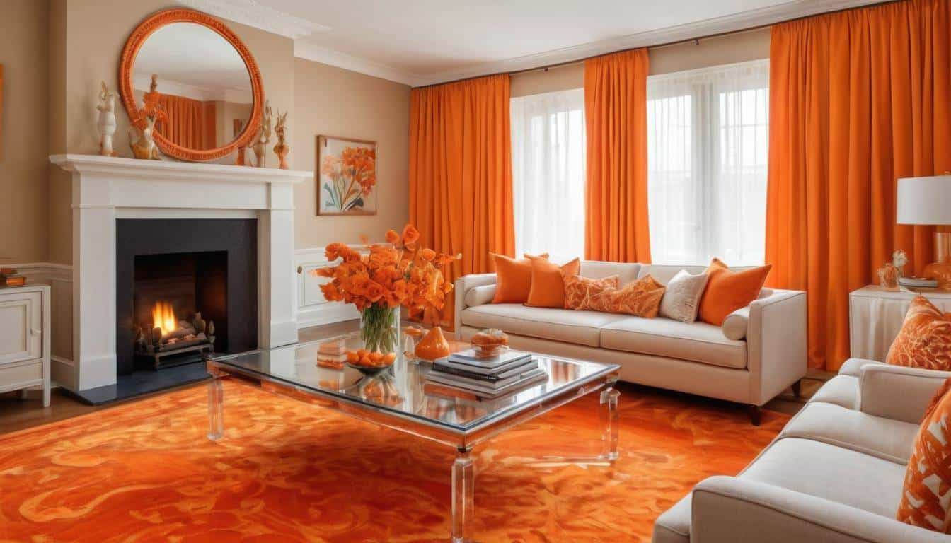 Vibrant orange living room