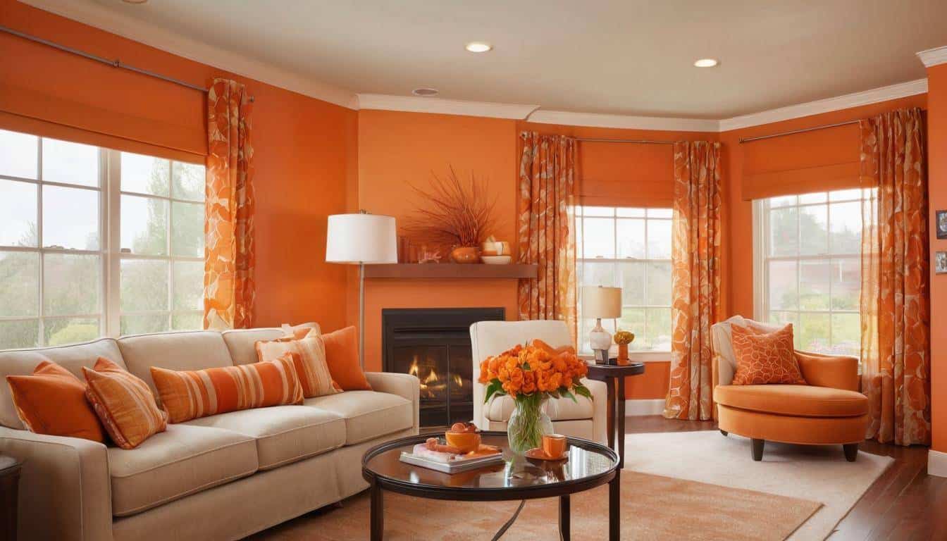 Warmly lit orange living room