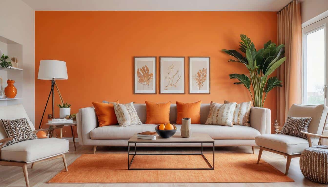 Vibrant orange accent wall