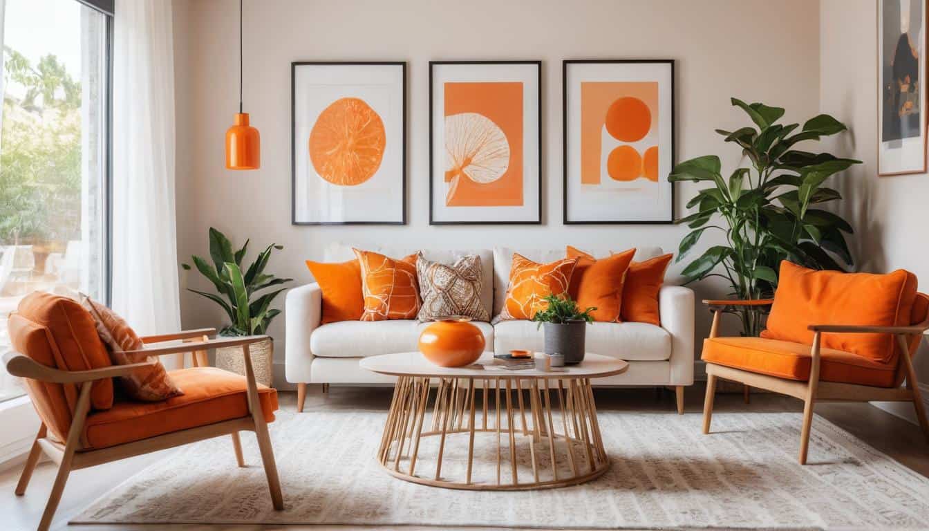 Vibrant prints with orange decor