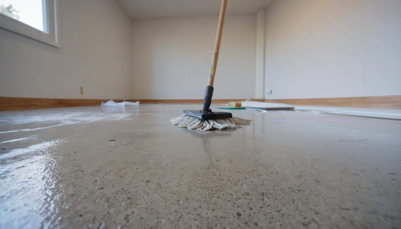 Clean concrete subfloor