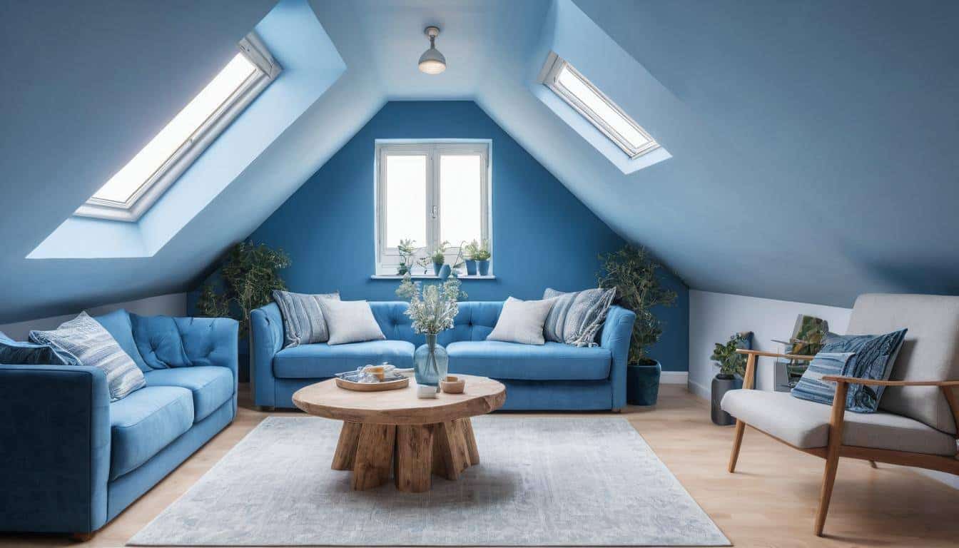 Blue-themed attic renovation