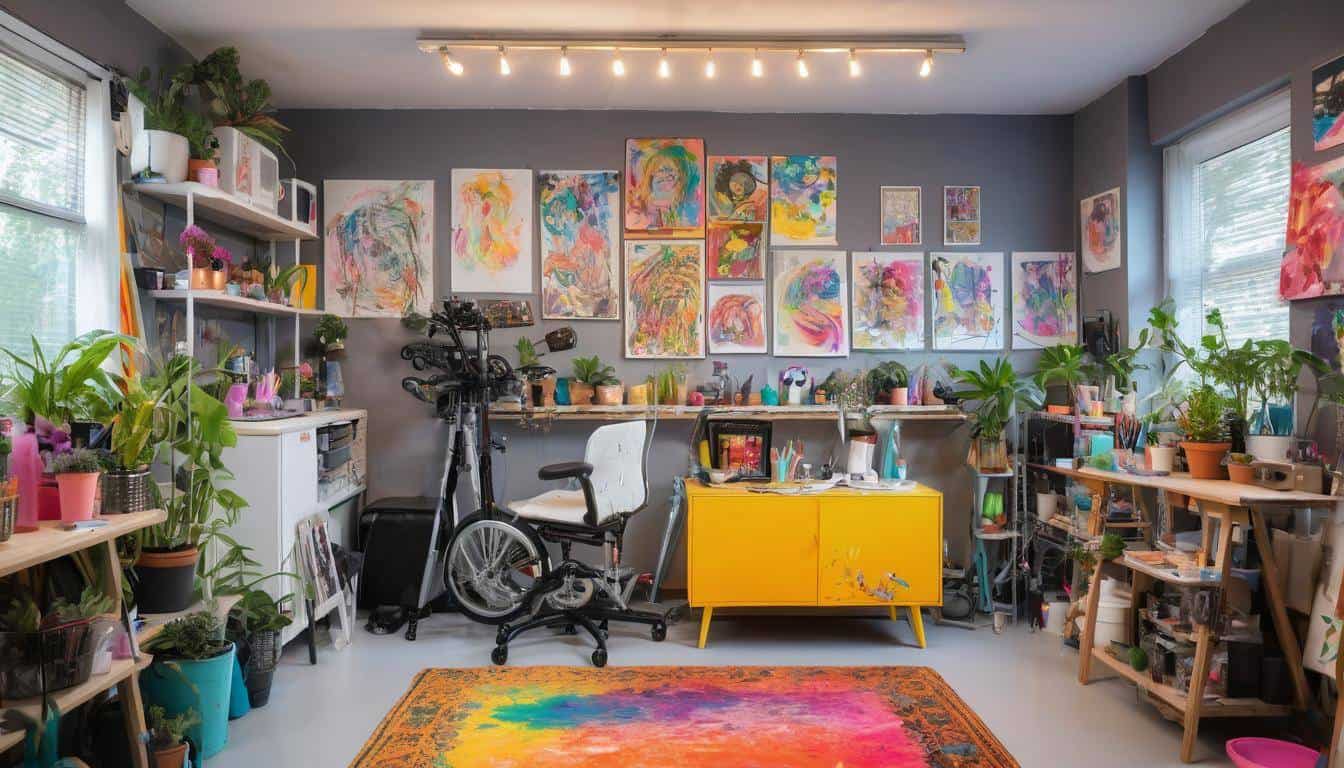 Colorful garage art studio