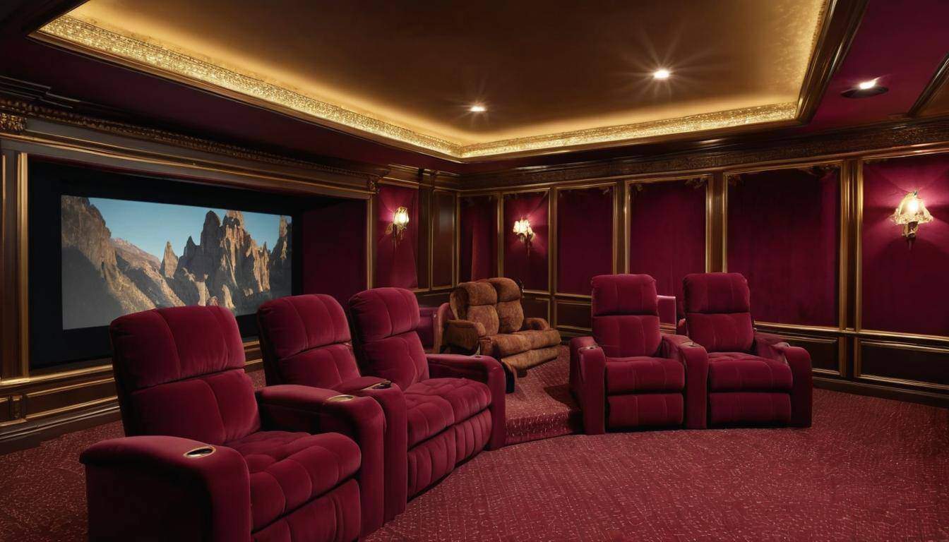 Opulent burgundy home theater