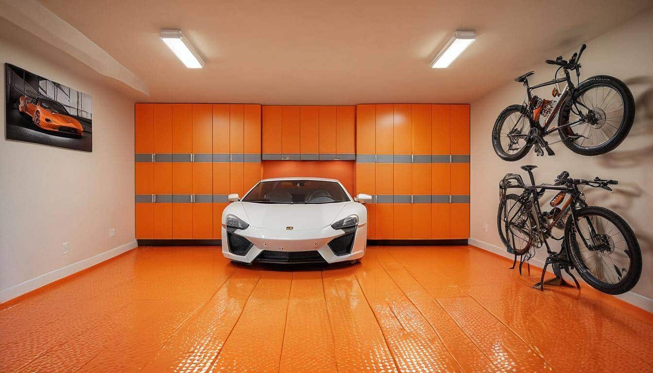 Orange-themed garage renovation