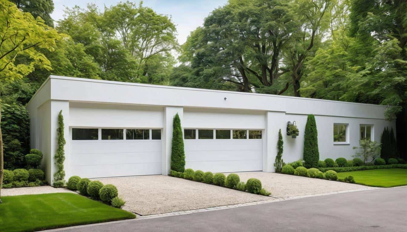 Serene white garage