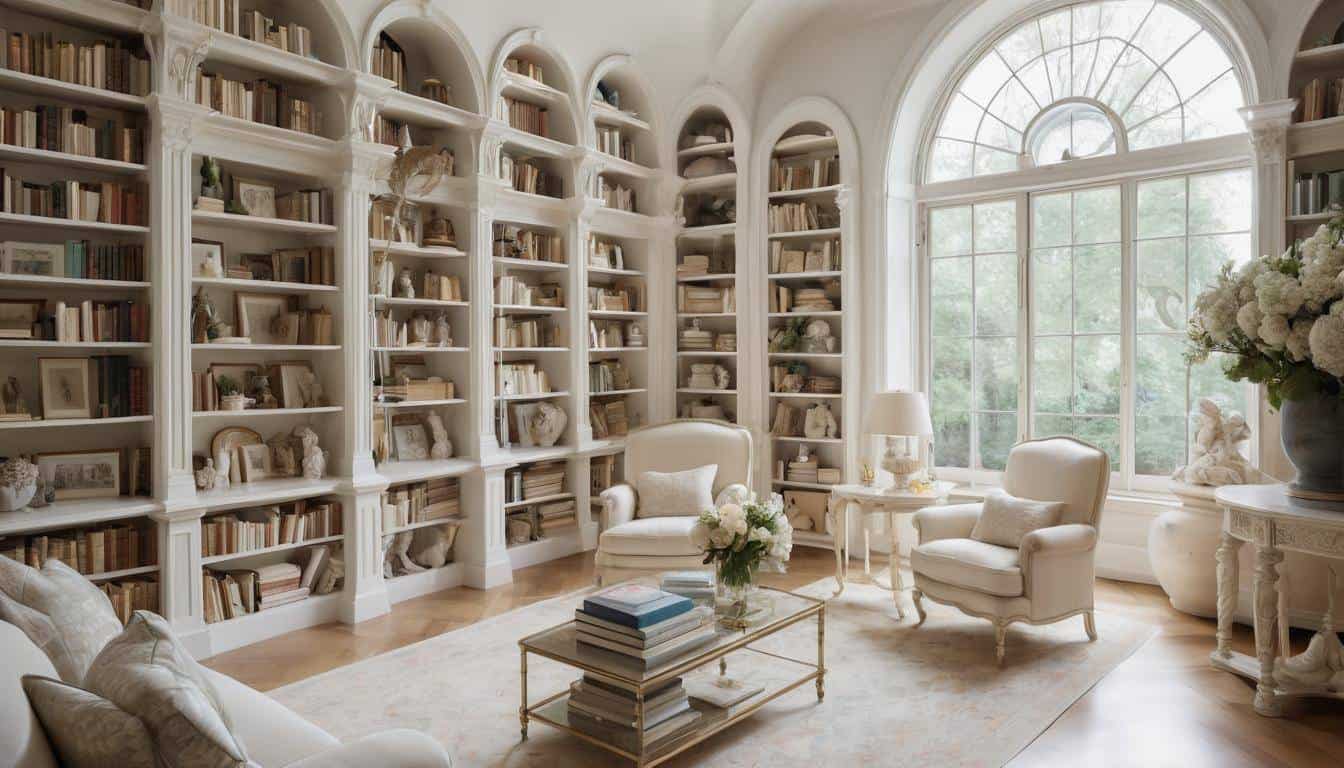Stylish white library accessories