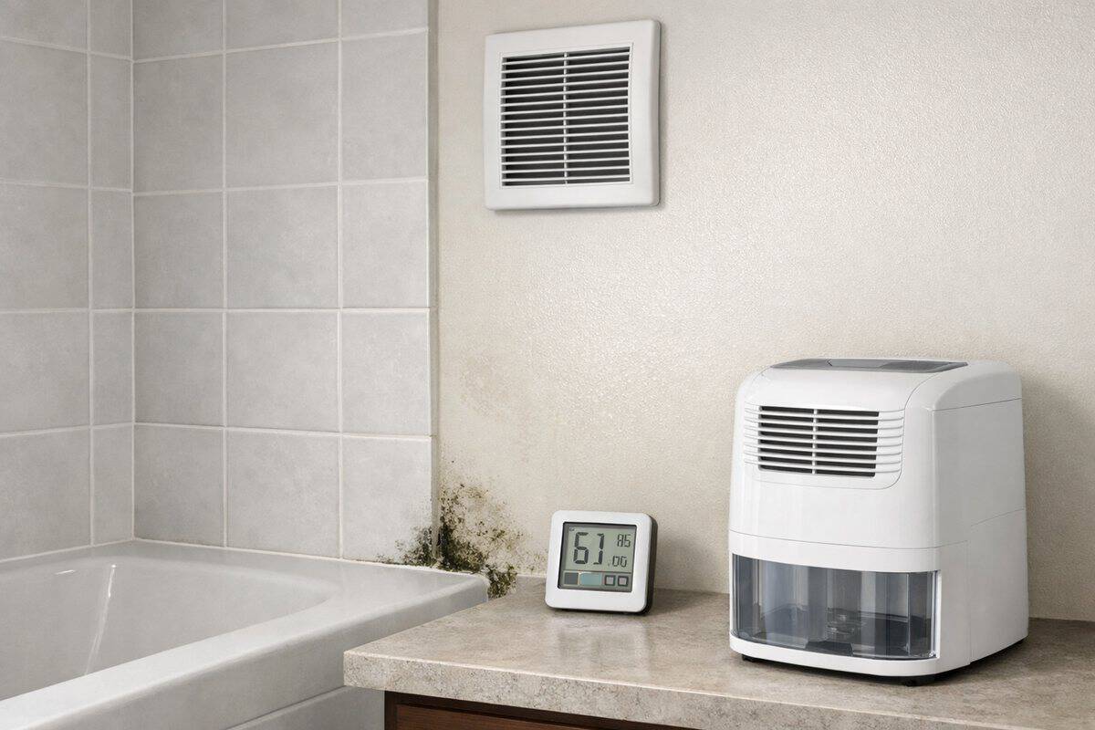 indoor air quality monitor and dehumidifier for mold prevention and humidity control