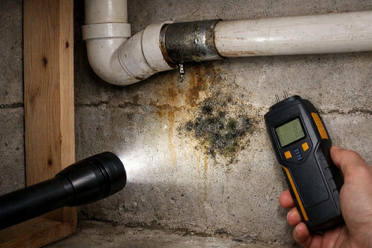 hidden mold site inspection near water leaks and poor ventilation
